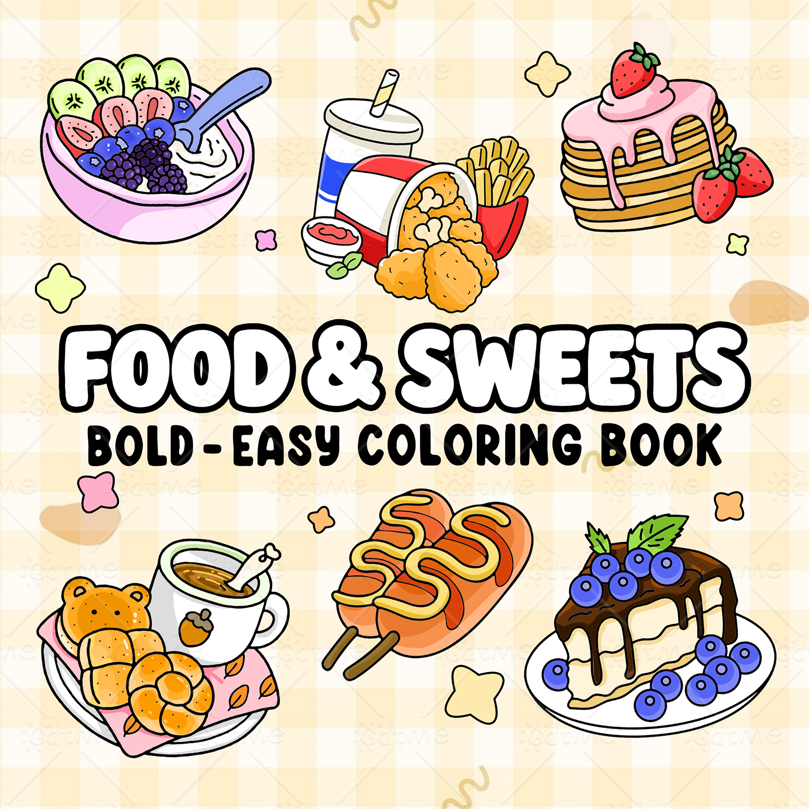 FOOD SWEETS Bold-easy Patterns - Food Snacks Coloring Book บทวิจารณ์และราคา
