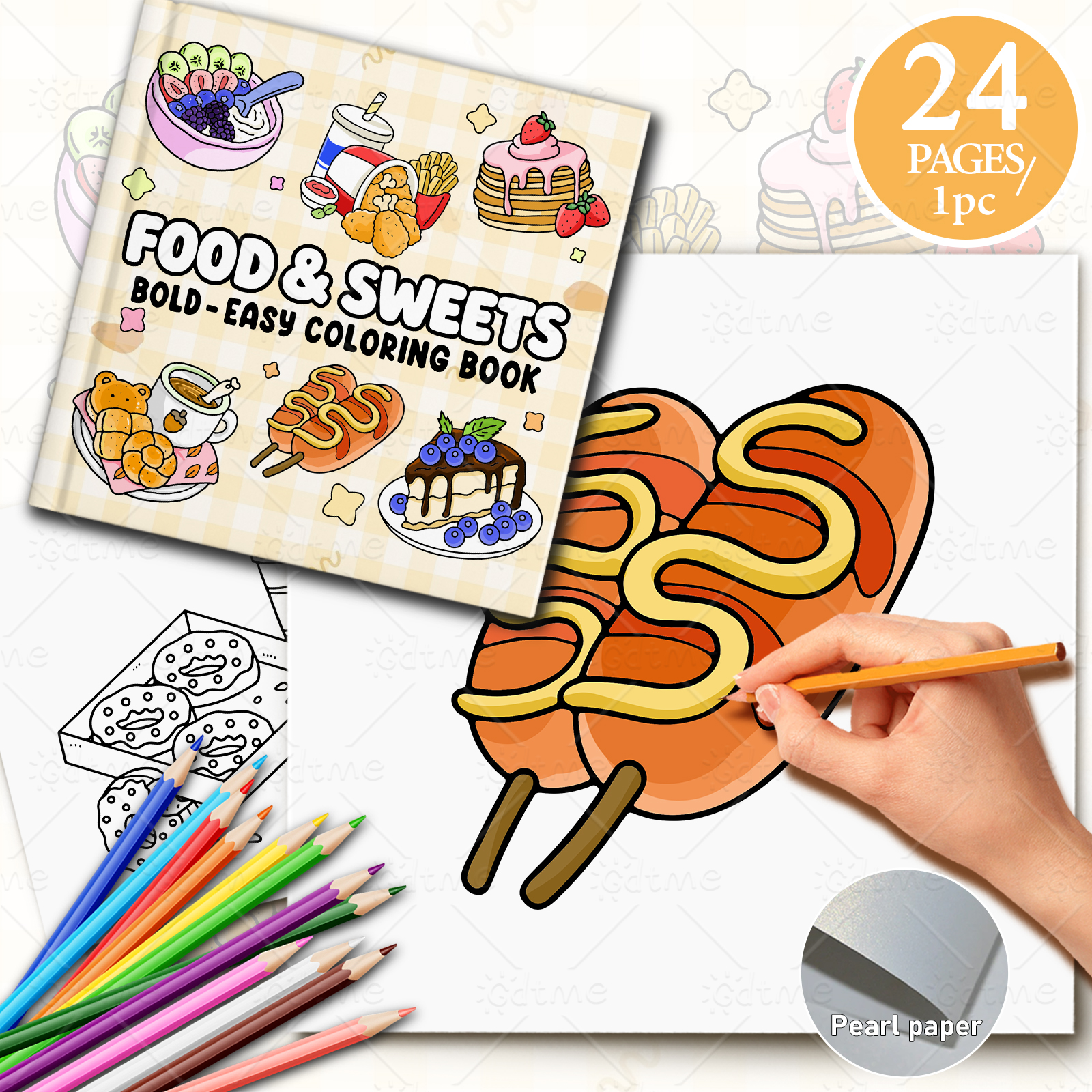 FOOD SWEETS Bold-easy Patterns - Food Snacks Coloring Book บทวิจารณ์และราคา
