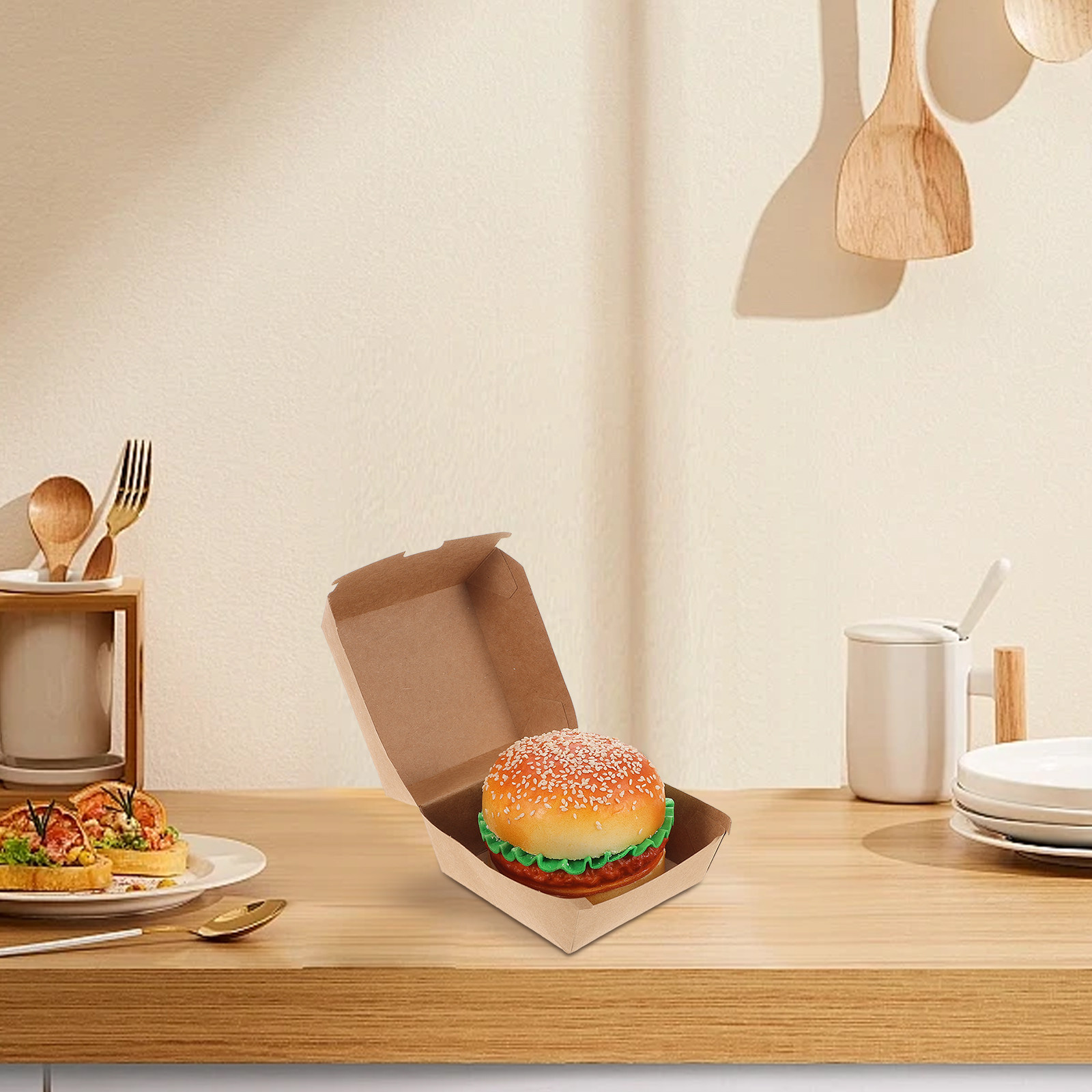 30Pcs Burger Boxes Kraft Paper - Food And Snacks บทวิจารณ์และราคา