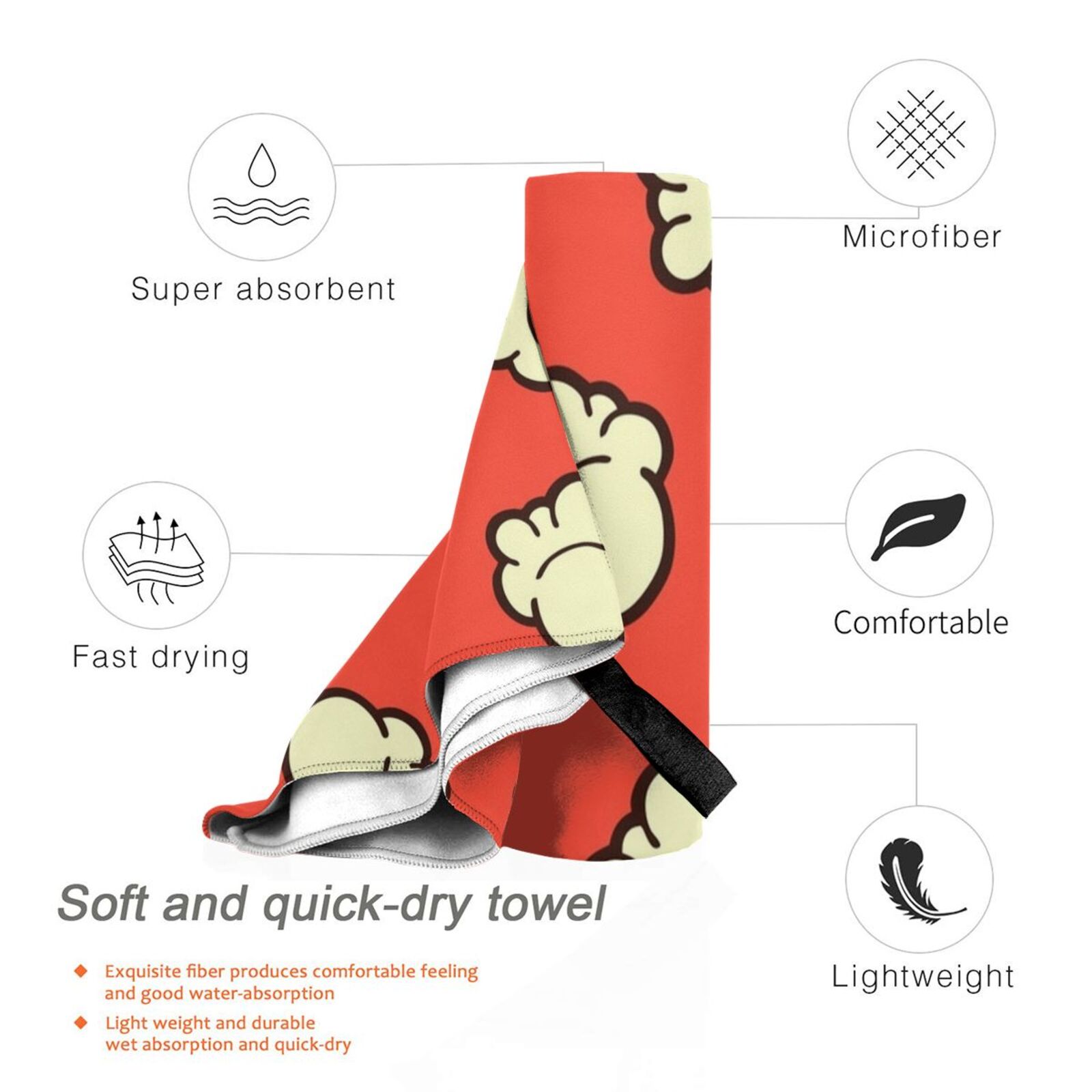 Popcorn Pattern Beach Towel Qu - Foody Snacks บทวิจารณ์และราคา