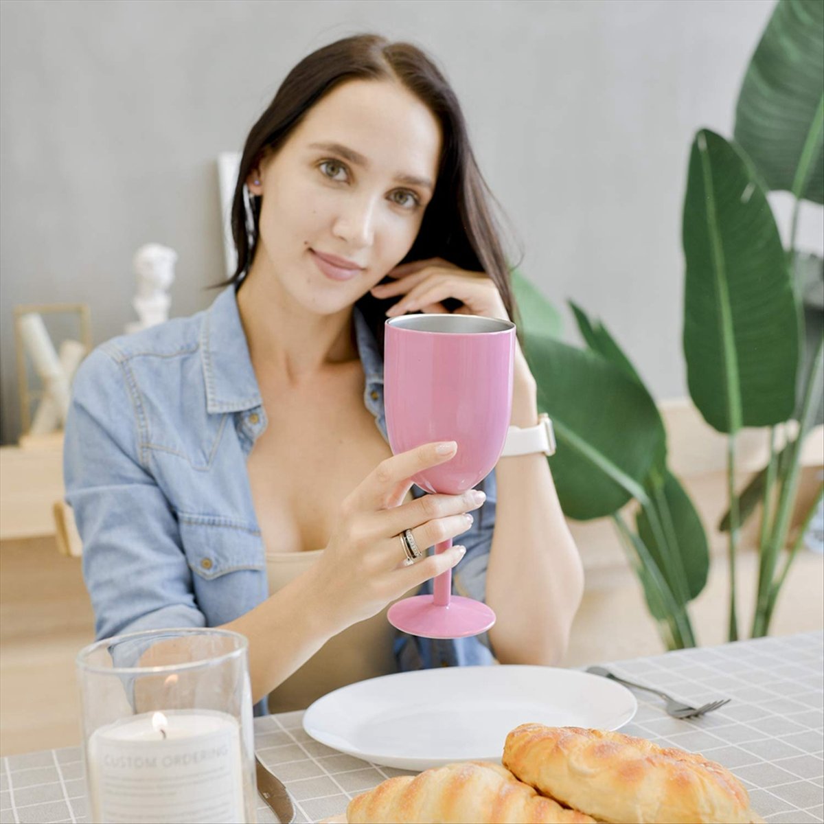 2PCS Insulated Pink Wine Glass - Food & Snacks Coloring Book Bold & Easy บทวิจารณ์และราคา