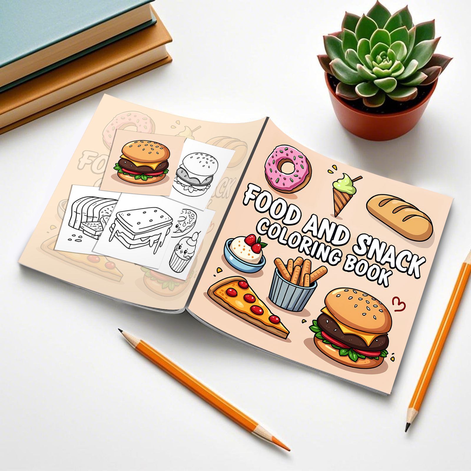 FOOD AND SNACK Coloring Book F - Food Snacks Coloring Book บทวิจารณ์และราคา