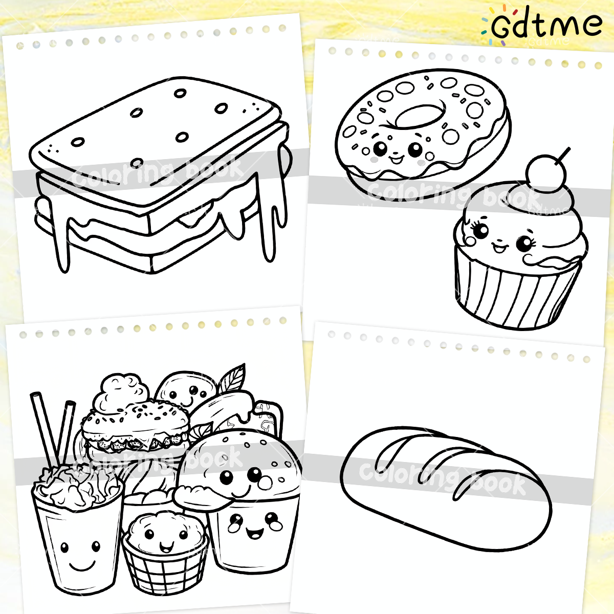 FOOD SNACKS & SWEETS Themed Co - Food Snacks Coloring Book บทวิจารณ์และราคา