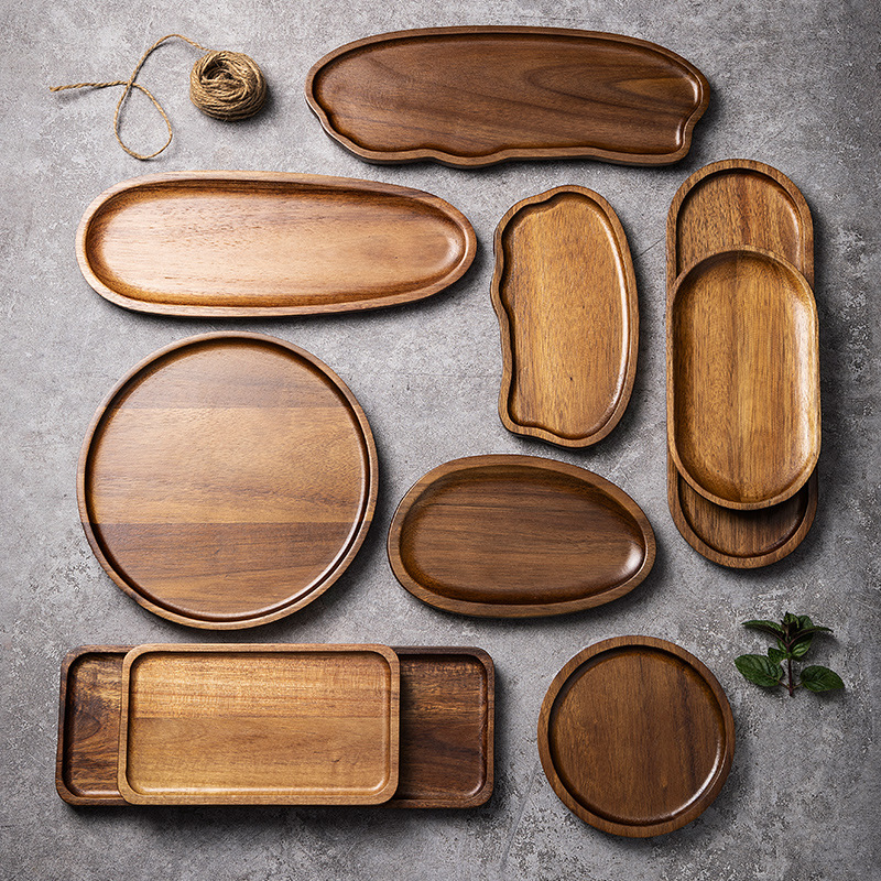 Tableware Solid Wood Food Tray - Food In Japanese Snacks บทวิจารณ์และราคา