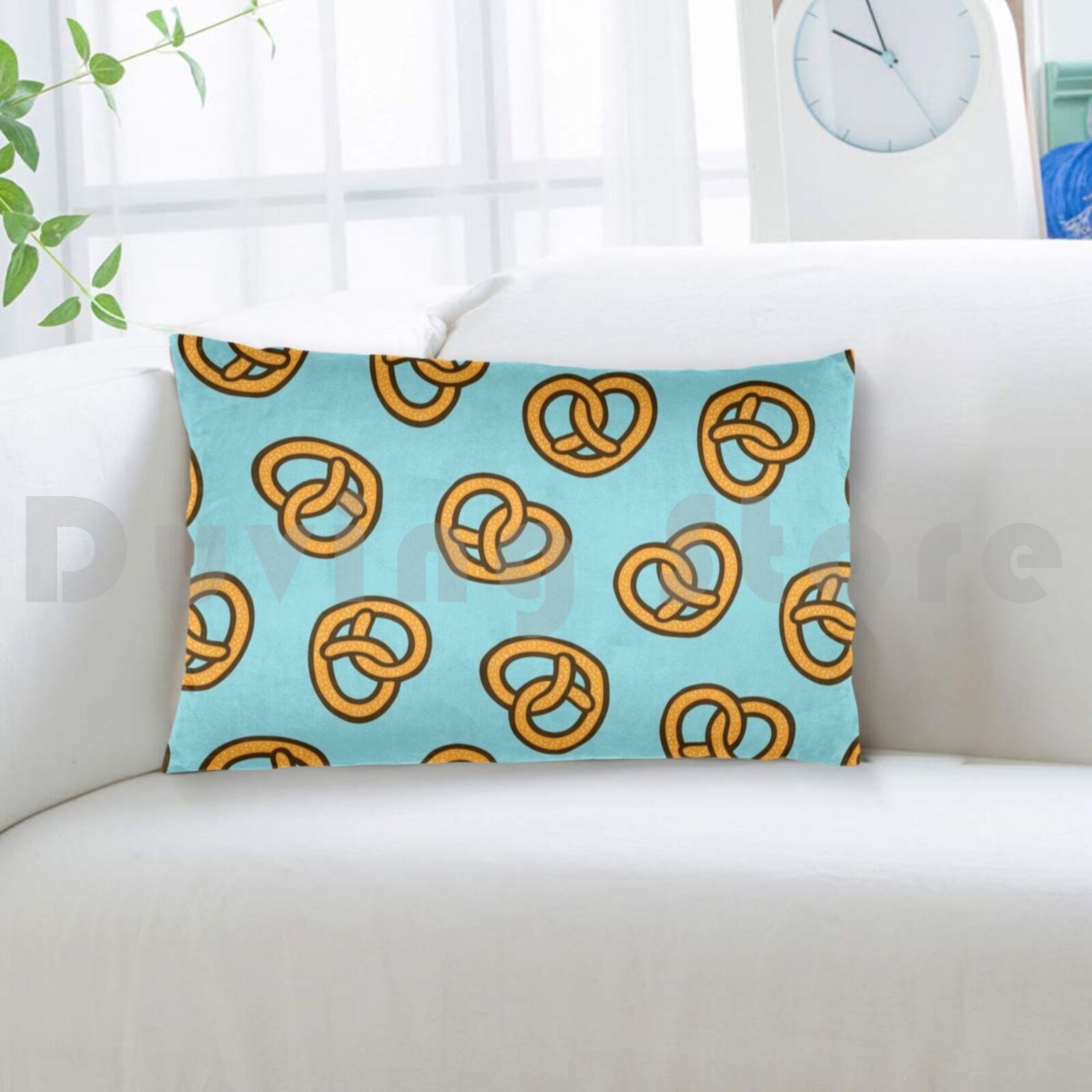 I Heart Pretzels Pattern Pillo - Foody Snacks บทวิจารณ์และราคา