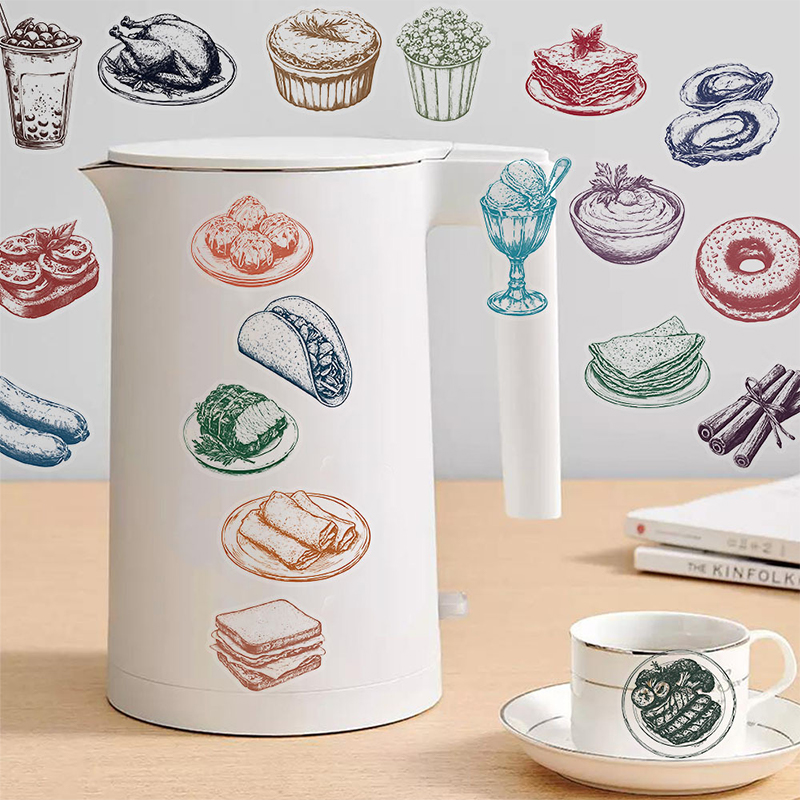 50PCS Retro Food Stickers Set  - Yummy Food Snacks บทวิจารณ์และราคา