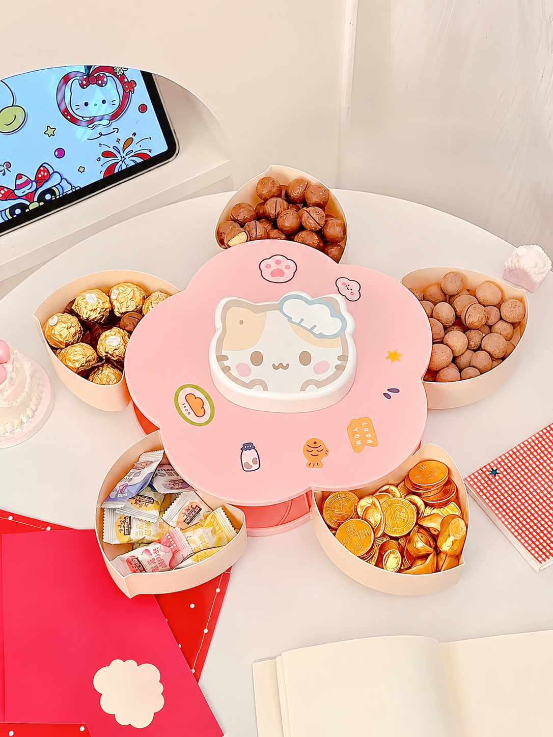 Rotatable Cute Cartoon Divided - Food Snacks To Eat บทวิจารณ์และราคา