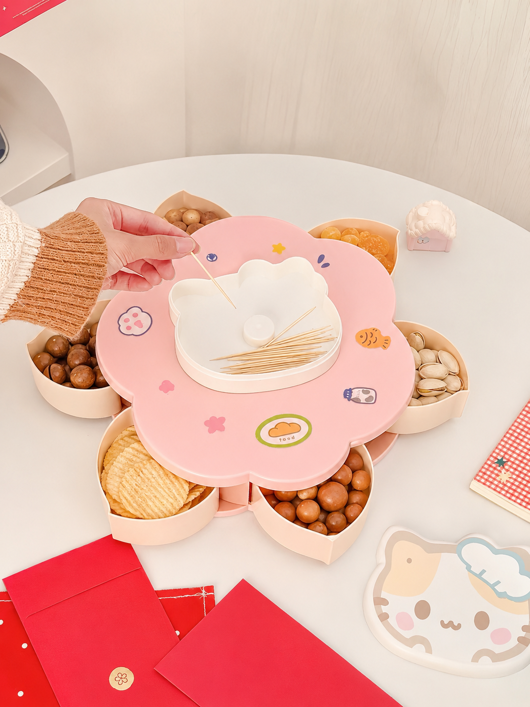 Rotatable Cute Cartoon Divided - Food Snacks To Eat บทวิจารณ์และราคา