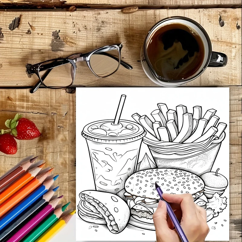 Fast Food Coloring Book for Ad - Food Snacks Coloring Book บทวิจารณ์และราคา