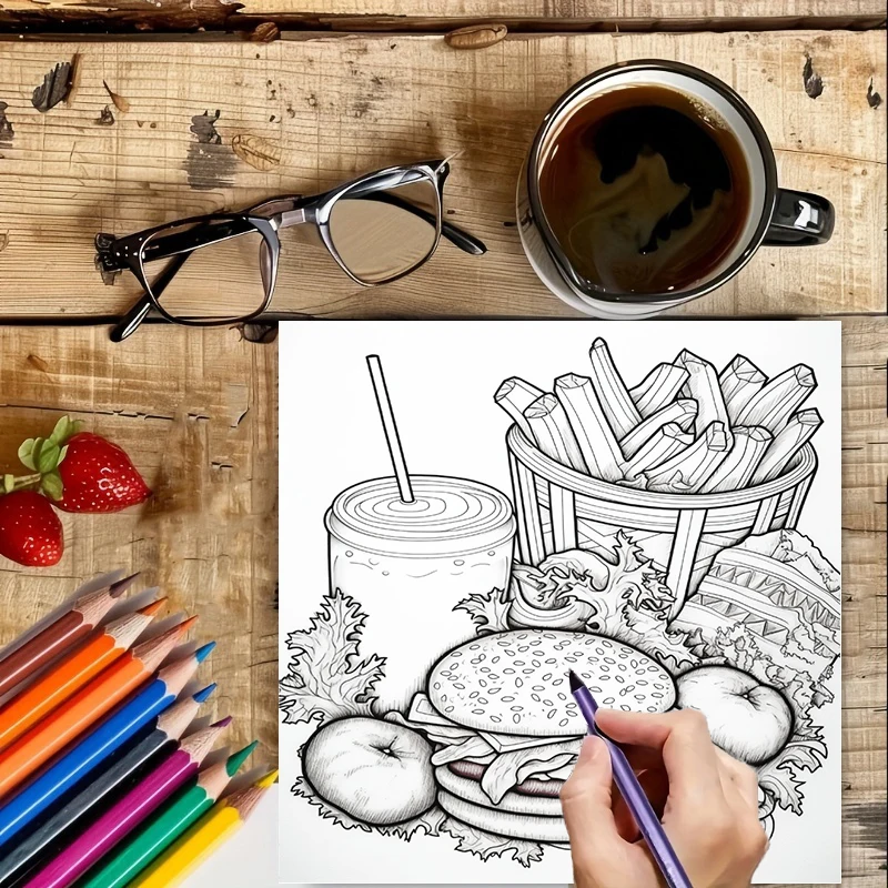 Fast Food Coloring Book for Ad - Food Snacks Coloring Book บทวิจารณ์และราคา